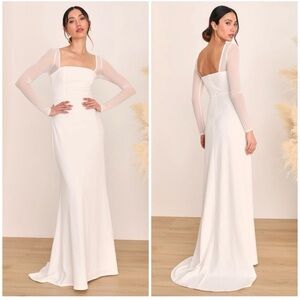 Lulu's White Long Sleeve Gown